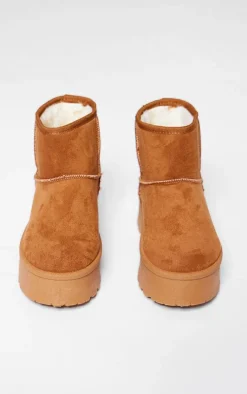 Chesnut Faux Suede Cleated Ankle Platform Boots
