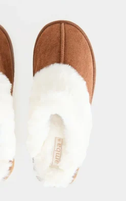 Chestnut Faux Suede Mule Slippers