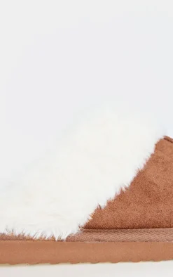 Chestnut Faux Suede Mule Slippers