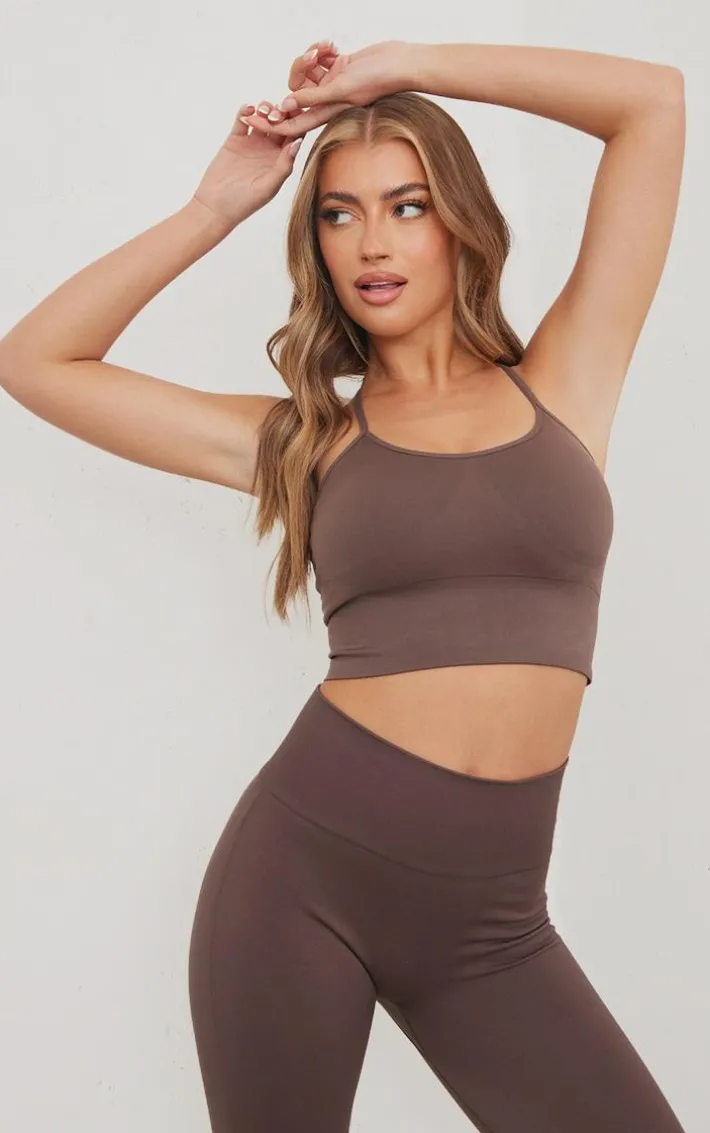 Chocolate Basic Seamless Padded Sports Bra