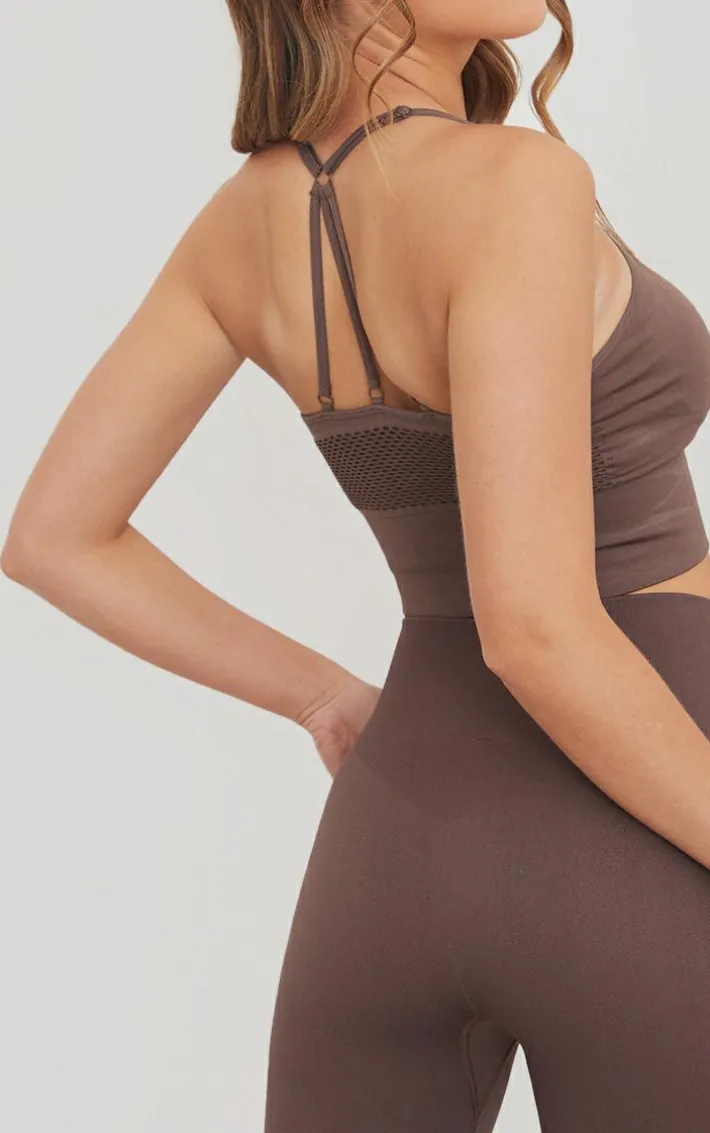 Chocolate Basic Seamless Padded Sports Bra