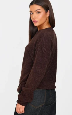 Chocolate Boucle Knit Oversized Sweater