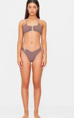 Chocolate Brazilian Silver Trim Bikini Bottoms