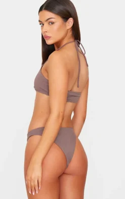 Chocolate Brazilian Silver Trim Bikini Bottoms