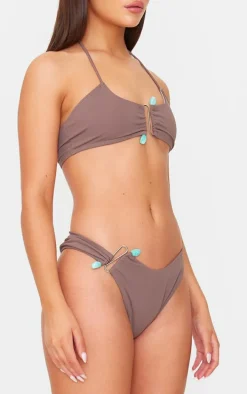 Chocolate Brazilian Silver Trim Bikini Bottoms