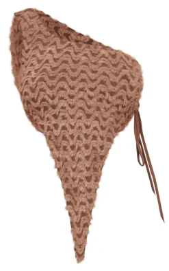 Chocolate Brown Faux Fur Patterned One Shoulder Top