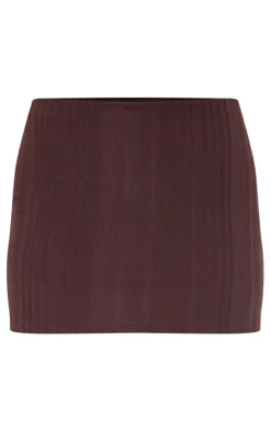 Chocolate Brushed Rib Mini Skirt