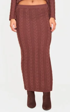 Chocolate Cable Knit Maxi Skirt