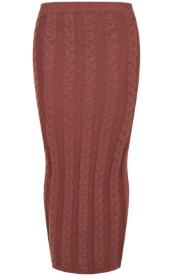 Chocolate Cable Knit Maxi Skirt
