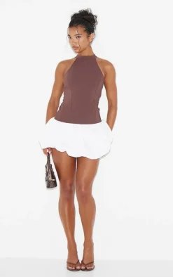 Chocolate Contrast Puffball Dress
