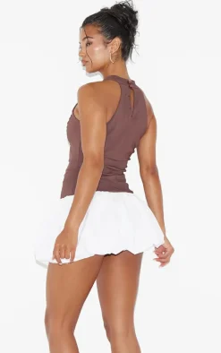 Chocolate Contrast Puffball Dress