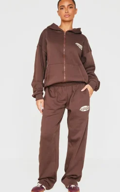 Chocolate Contrast Studio Archives Embroidered Zip Through Hoodie