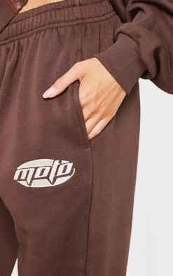 Chocolate Contrast Studio Archives Embroidered Wide Leg Sweatpants