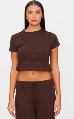 Chocolate Cotton Ruched Detail Crop Top