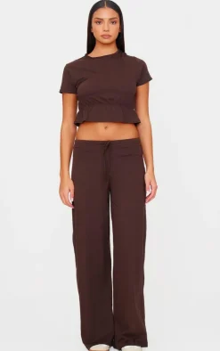 Chocolate Cotton Ruched Detail Crop Top