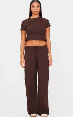 Chocolate Cotton Straight Leg Pants