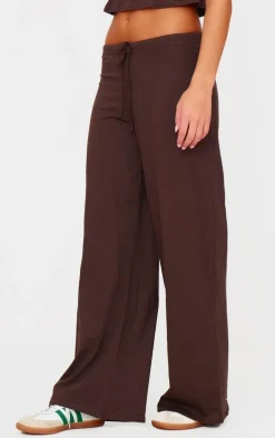 Chocolate Cotton Straight Leg Pants