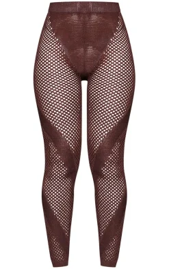 Chocolate Crochet Knit Contrast Panel Leggings