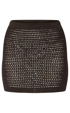 Chocolate Crochet O Ring Mini Skirt