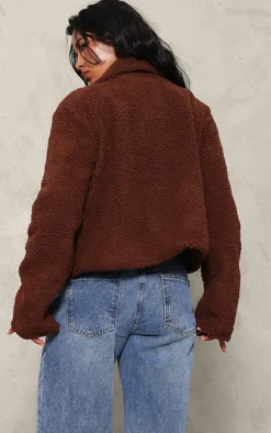 Chocolate Cropped Teddy Coat