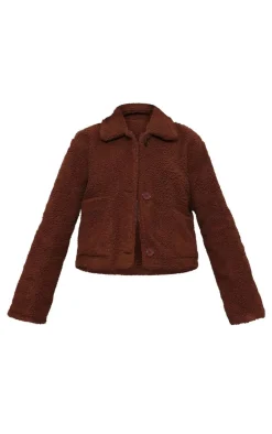 Chocolate Cropped Teddy Coat