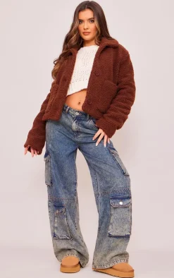 Chocolate Cropped Teddy Coat