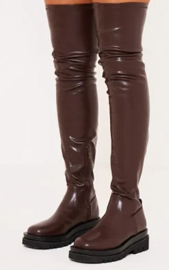 Chocolate Double Sole Over The Knee Boots