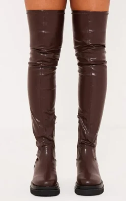 Chocolate Double Sole Over The Knee Boots