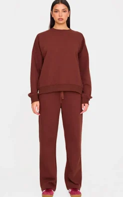 Chocolate Drawstring Wide Leg Sweatpants