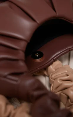 Chocolate Extreme Ruched Handle Shoulder Bag