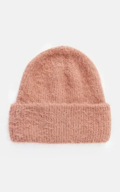 Chocolate Eyelash Knit Rib Beanie