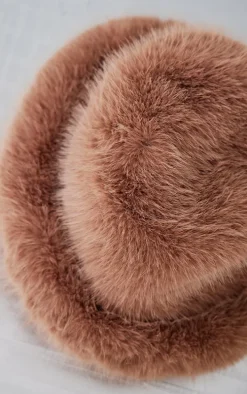 Chocolate Faux Fur Fluffy Bucket Hat