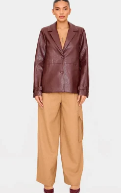 Chocolate Faux Leather Blazer