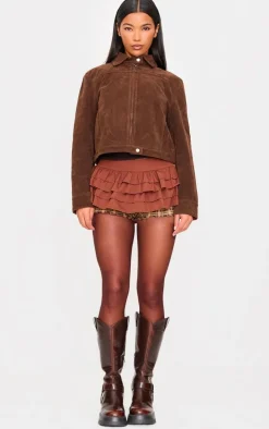 Chocolate Frilly Peplum Detail Skort