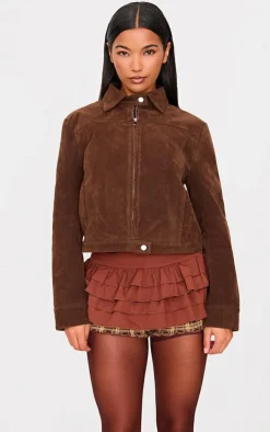 Chocolate Frilly Peplum Detail Skort