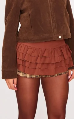 Chocolate Frilly Peplum Detail Skort