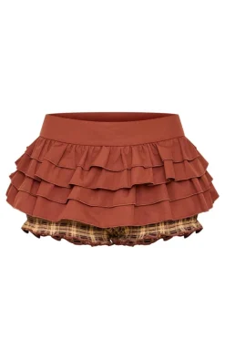 Chocolate Frilly Peplum Detail Skort