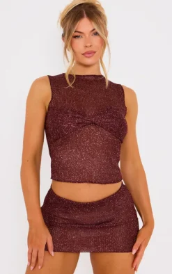 Chocolate Metallic Layered Vest Top