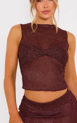 Chocolate Metallic Layered Vest Top