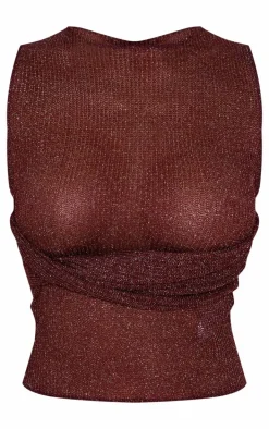 Chocolate Metallic Layered Vest Top