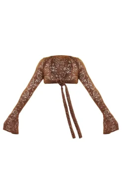 Chocolate Netted Silver Trim Wrap Beach Top