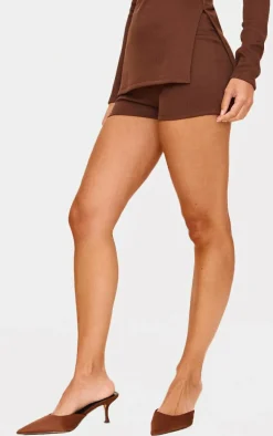 Chocolate Ottoman Ribbed Hot Pants