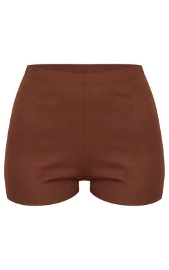 Chocolate Ottoman Ribbed Hot Pants
