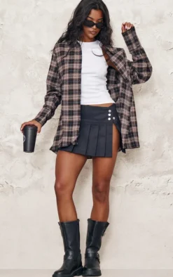 Chocolate Oversized Checked Shirt