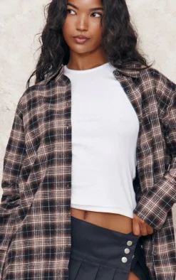 Chocolate Oversized Checked Shirt