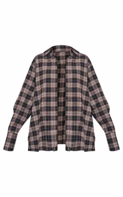 Chocolate Oversized Checked Shirt