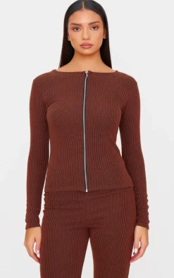 Chocolate Rib High Waisted Flares