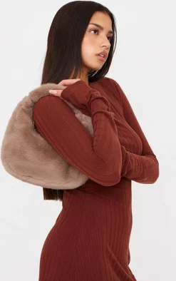 Chocolate Rib Tie Cut Out Back Shift Dress