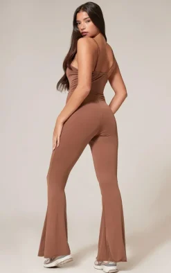 Chocolate Sculpt Strappy Wide Leg Jumpsuit