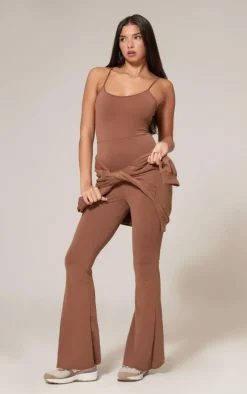 Chocolate Sculpt Strappy Wide Leg Jumpsuit